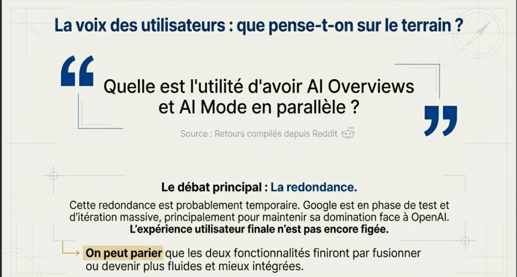 Google AI Overviews et Google AI Mode, trop redondant ?