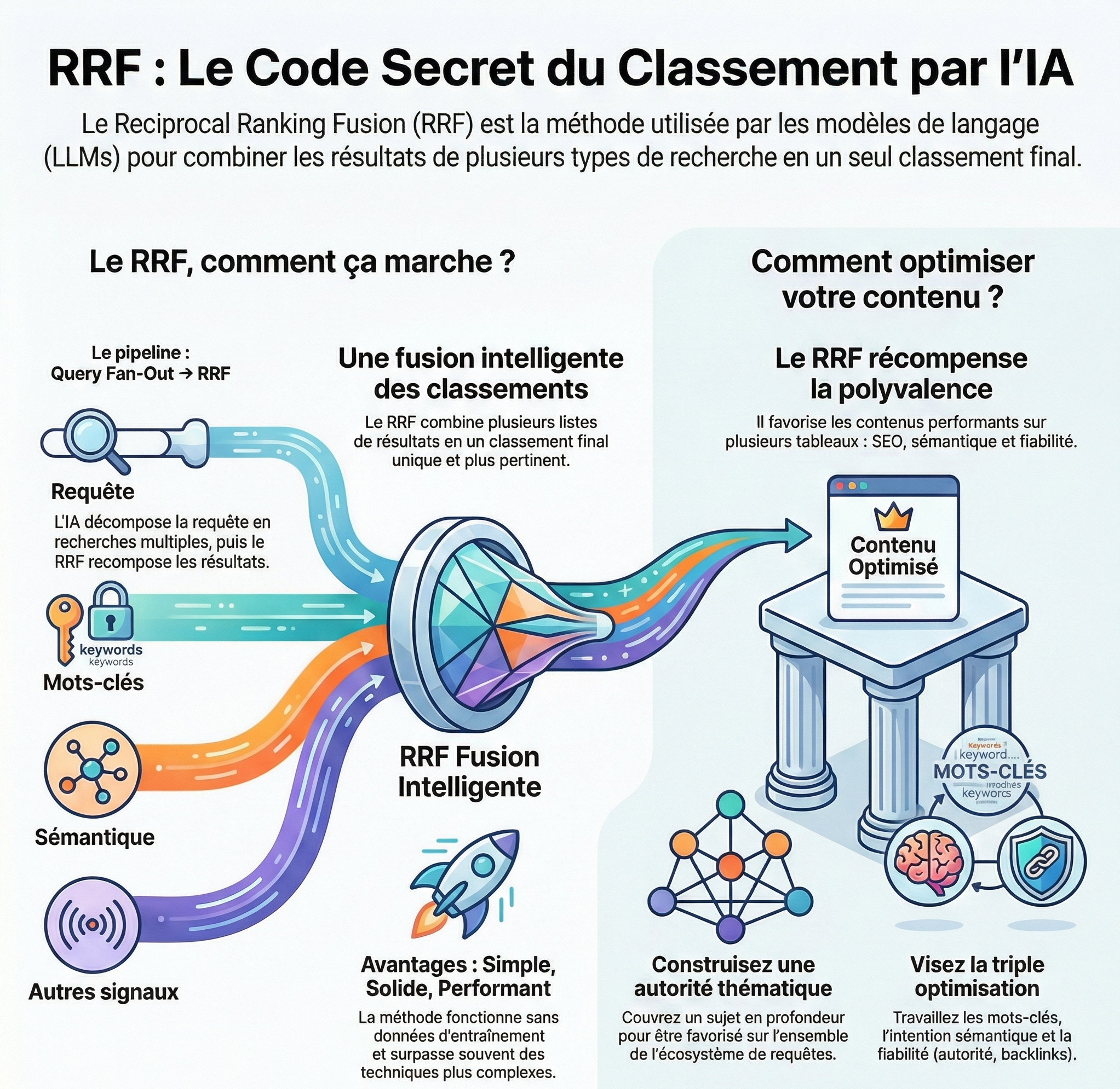 RRF, Reciprocal ranking fusion tech qui classe les réponses sur les LLMs (Chatgpt, Gemini)