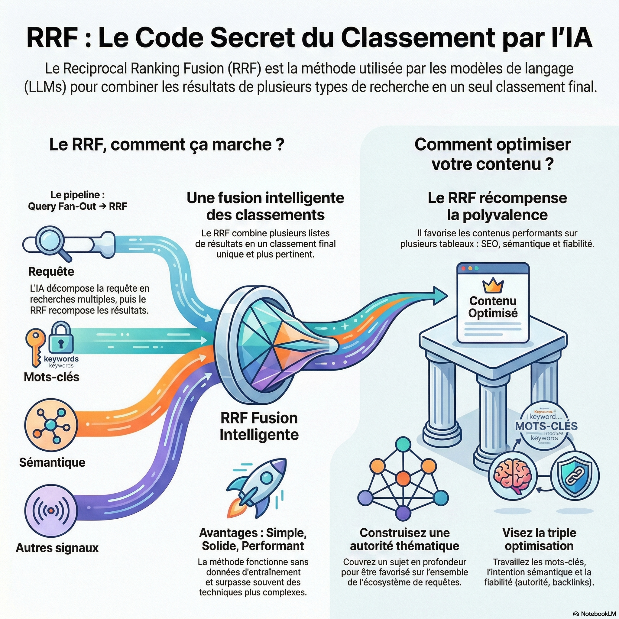 RRF, Reciprocal ranking fusion tech qui classe les réponses sur les LLMs (Chatgpt, Gemini)