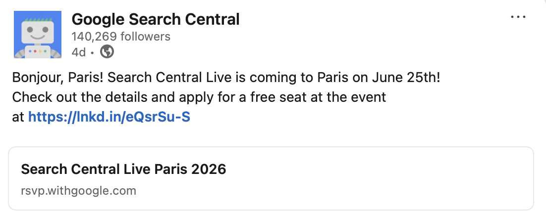 Google Search Central – Paris – Juin 2026