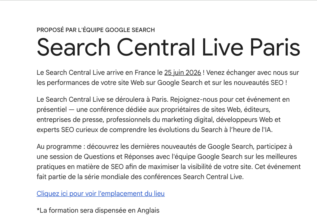 Google Search Central - Paris - Juin 2026