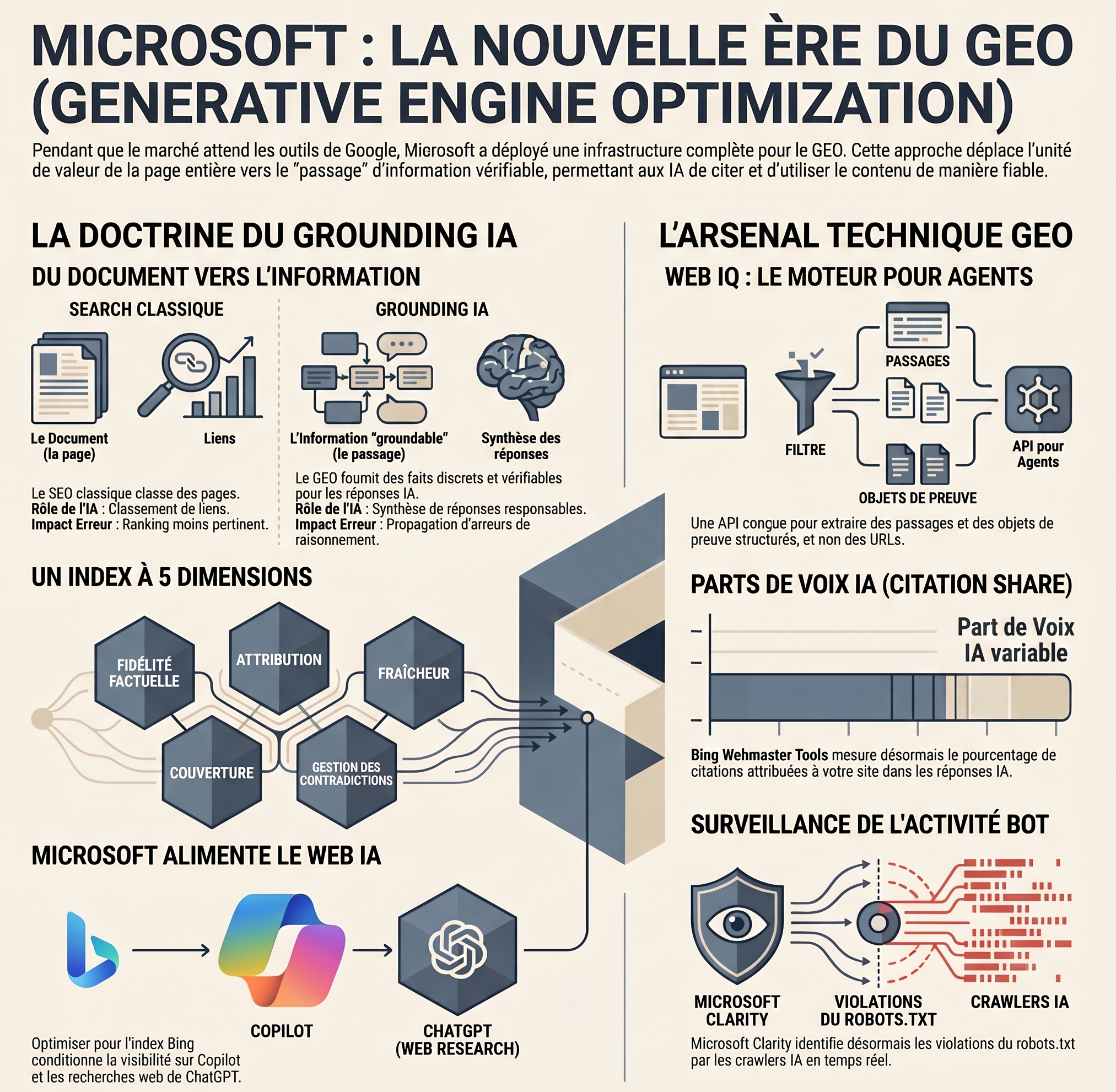 Microsoft X GEO : AI Performance, Clarity, Web IQ… le seul acteur qui documente vraiment la visibilité LLM