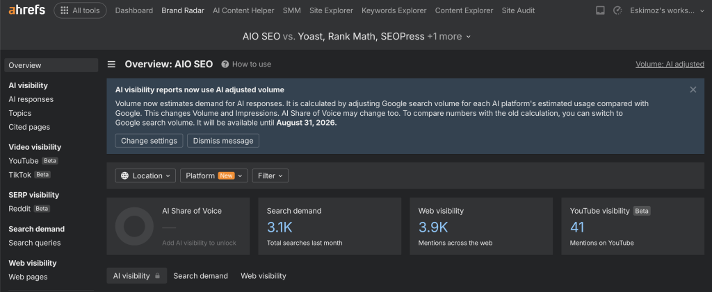 Ahrefs Brand Radar : suivi des query fan out