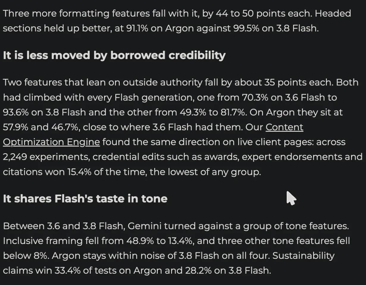 Étude DEJAN : Argon moins sensible à la crédibilité empruntée, ton proche de 3.8 Flash