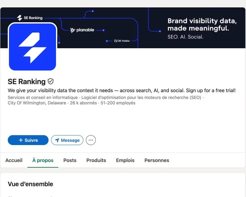 Page LinkedIn de SE Ranking : Wilmington, Delaware, 26 k abonnés