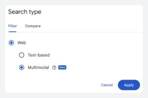 Search Console Multimodal : ce que mesure le nouveau filtre (Lens, Circle to Search)