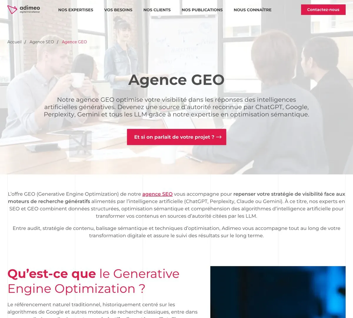 Page agence GEO d'Adimeo