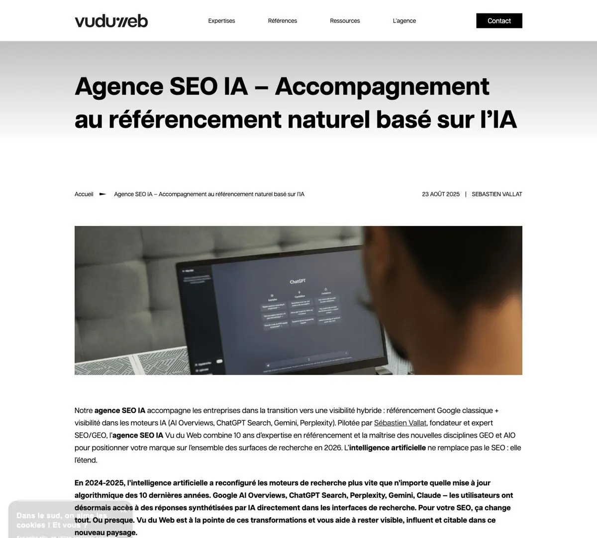Page agence SEO IA de Vu du Web