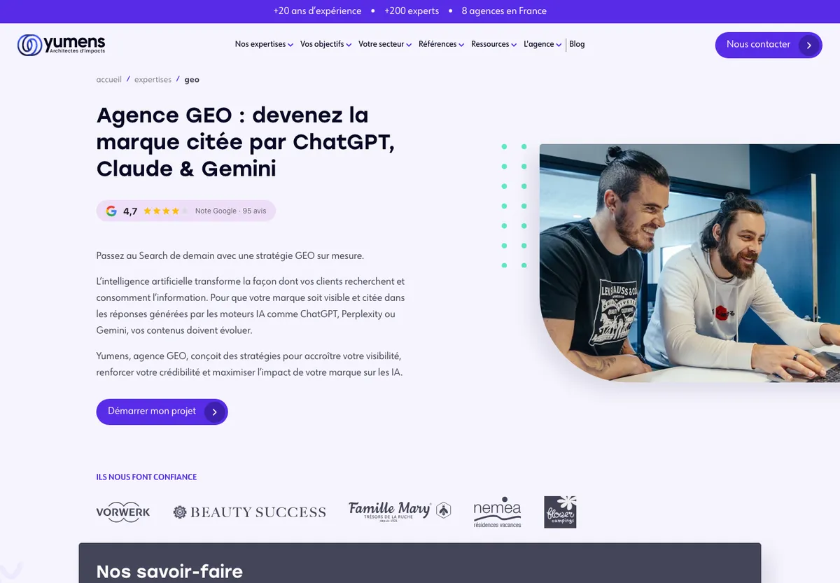 Page agence GEO de Yumens, 21 octobre 2026